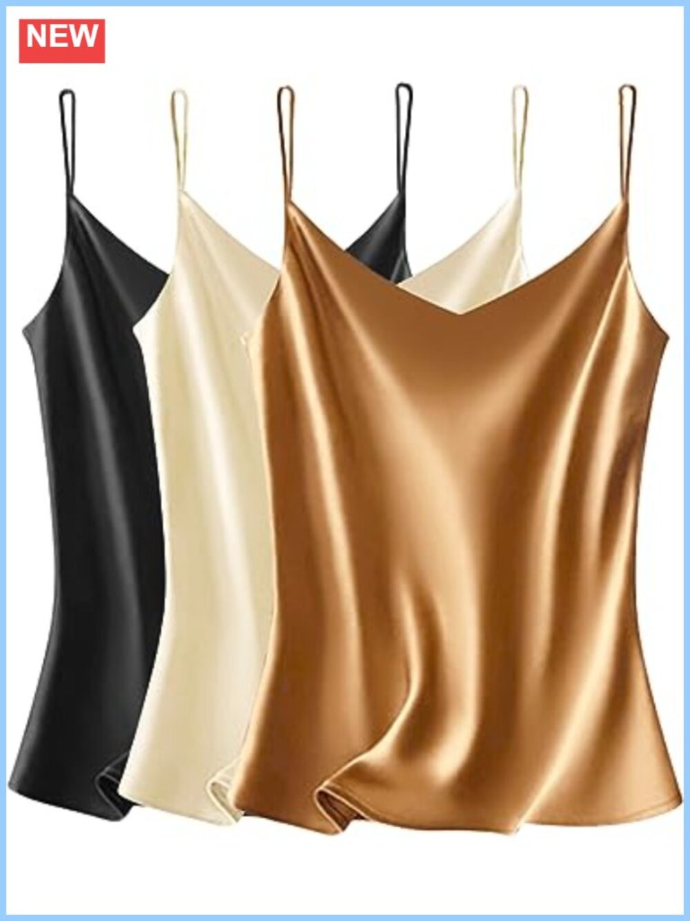 Satin Silk V-Neck Camisole Spaghetti Strap Tank Top